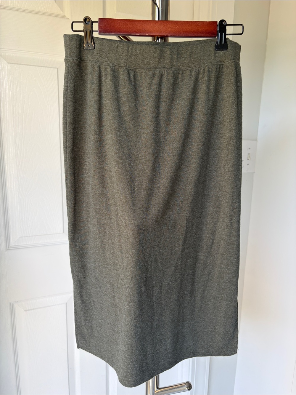 Saturday, Sunday Anthropologie Heathered Olive Green Midi Pencil Skirt, Size M. - Picture 2 of 14